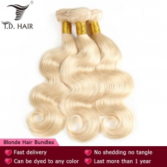TD Hair 613 Blonde Color 3PCS Remy Body Wave Bundles Weaving 100% Brazilian Human Hair Extensions 10-30 Inches