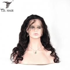 TD Hair Full Swiss Lace Body Wave Wigs 100% Human Hair 1B# Natural Color Pre-Plucked Bleached Knots Brazilian Remy Hair Wig Full End With Baby Hair