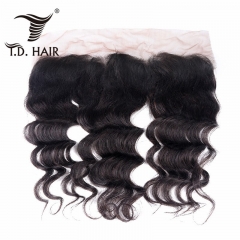 TD Hair Grade 9A Remy Brazilian Loose Wave 13*4 Transparent Swiss Frontal Human Hair Extension Pre Pluncked Natural Hairline With Baby Hair