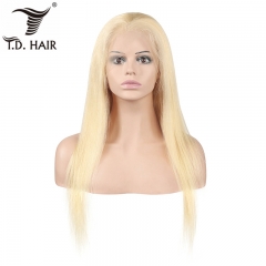 TD Hair Blonde 613 Color Full Swiss Lace Wigs 150% Density Silky Straight Human Hair Wig High Ratio Remy Pre Pluck
