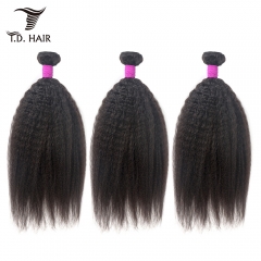 TD Hair 3PCS/Pack Brazilian Remy Kinky Straight Hair Bundles Weave 1B# Natural Color Black Human Hair Extensions