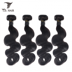 TD Hair 4PCS Body Wave Brazilian Remy Human Hair Bundles Weaving 1B# Natural Color Black 100% Human Hair Extensions