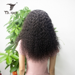 TD HAIR Jerry Curl 13x4 Pre Plucked Natural Hairline Transparent Lace Frontal Wigs Hot Selling Natural Black Color Wigs