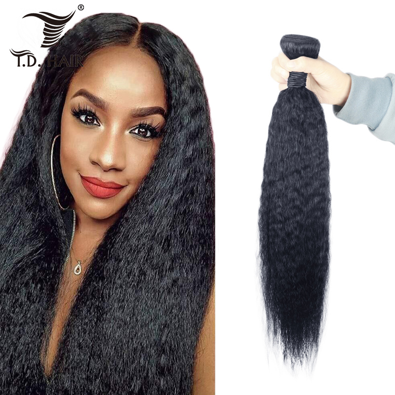 Kinky Straight Hair 3 Bundles Yaki Human Hair Weave Unprocessed